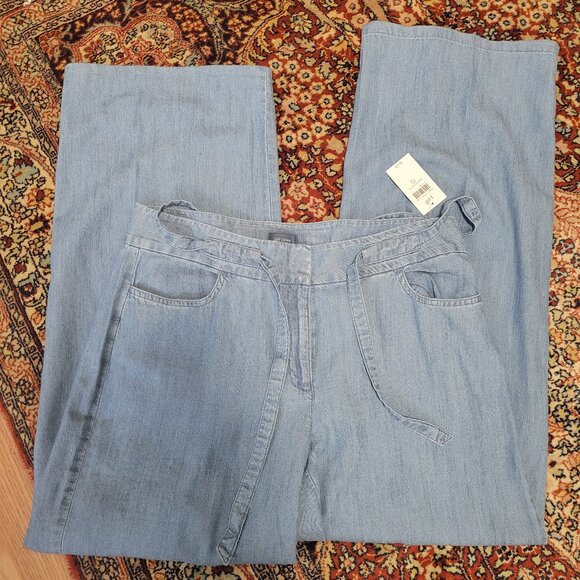 NWT J Jill Lightweight Denim Cargo Wide Leg Pants 12 - Picture 1 of 5